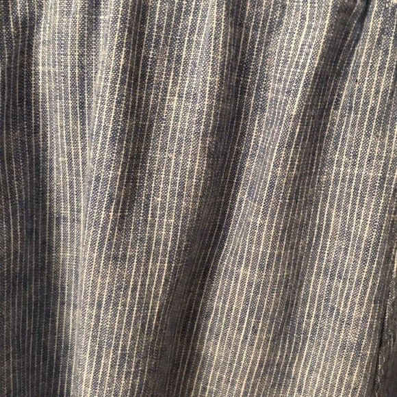 MAX STUDIO SIZE LARGE BLUE PINSTRIPE PAPERBAG WAIST RELAXED LINEN BLEND PANTS - Picture 5 of 7